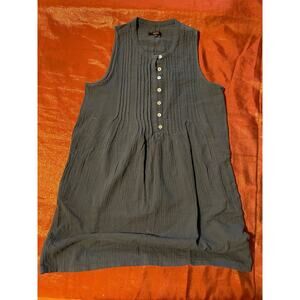 Quince Tunic Womens M Pintuck Button Front Sleeveless Cotton Gauze Gray Casual